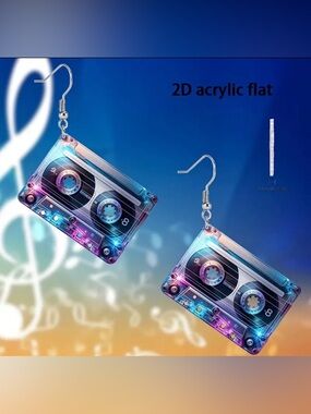 Retro Cassette Tape Earrings Y2K 80s 90s Music Cute Dangle Bundle w purse option